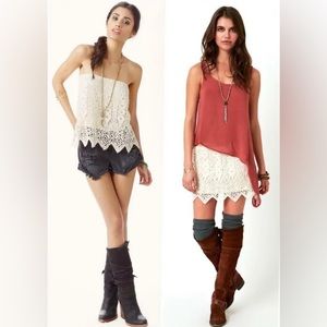 Jen’s Pirate Booty Cha Cha Lace Crochet Beige Top / Skirt - Size Small